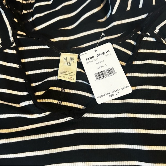 We The Free Black and Cream Striped Long Sleeve Top NWT , Large - Picture 3 of 5
